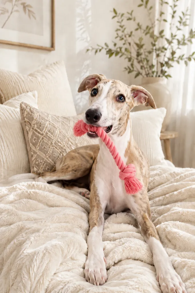 Whippet avec corde Rose bonbon