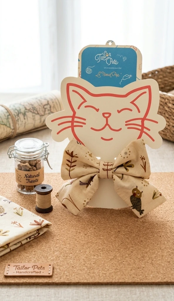 Noeud Pap' (Mini, Beige Animaux de la fôret, Simple)